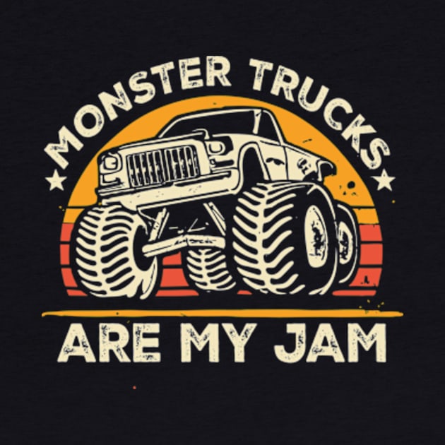 Vintage Monster Trucks Are My Jam Retro by larfly